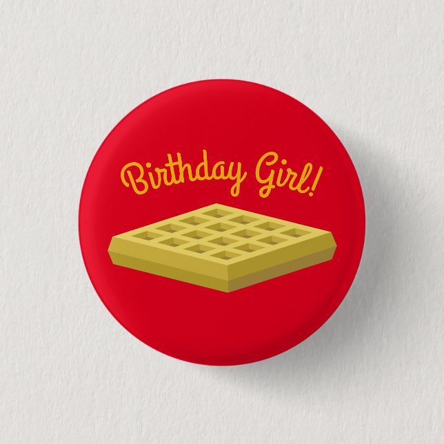Waffeln Niedliches Frühstück Brunch Kinder 1. Gebu Button (Vorderseite)