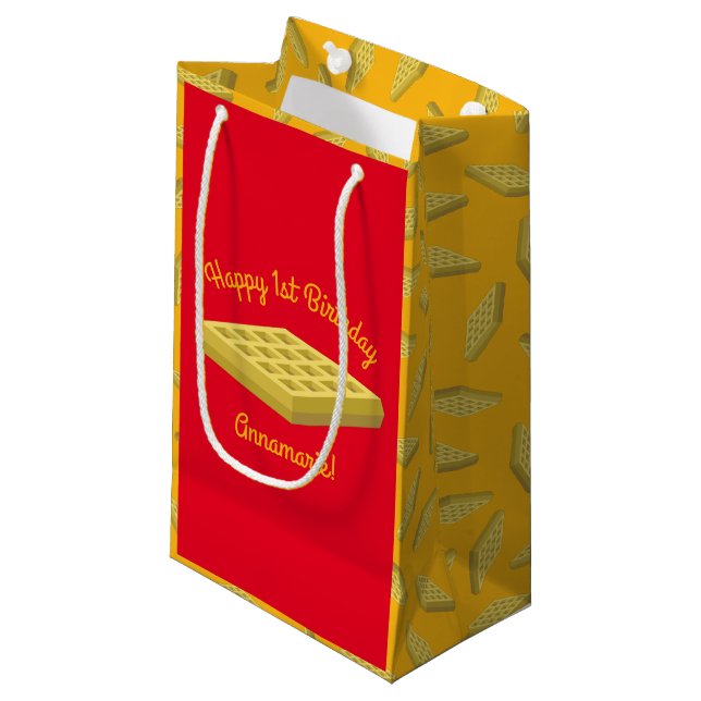 Waffeln Niedliches Frühstück Brunch Kinder 1. Gebu Kleine Geschenktüte (Vorderseite Schrägansicht)