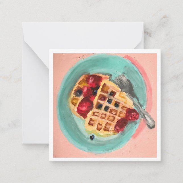 Waffeln und Beeren Mitteilungskarte (Vorderseite)