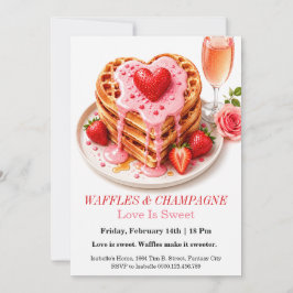 Waffeln und Champagner-Einladung zum Valentinsbrun Einladung