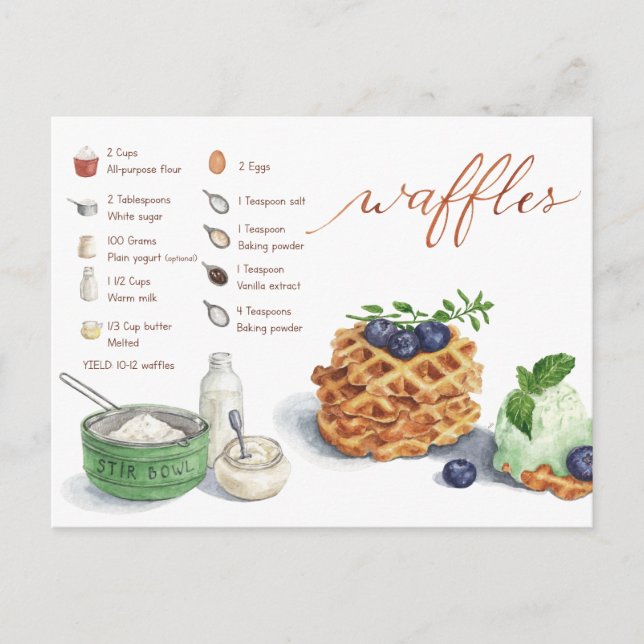 Waffelrezeptkarte Postkarte (Vorderseite)