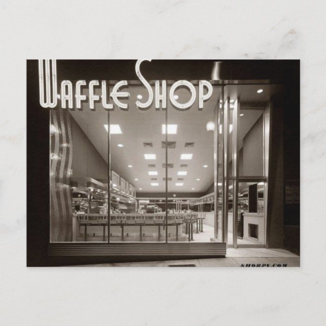 "Waffelshop" - Vintage Postkarte (Vorderseite)