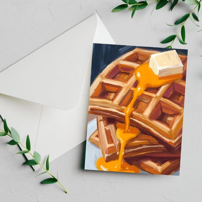 Waffelsirup Frühstück Aquarellmalerei Postkarte (Von Creator hochgeladen)