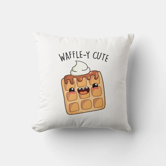 Waffely Funny Waffle Pun Kissen (Vorderseite)
