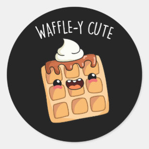 Waffely Funny Waffle Pun Runder Aufkleber