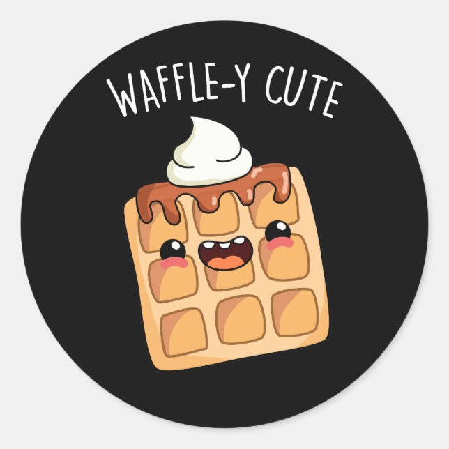 Waffely Funny Waffle Pun Runder Aufkleber (Vorderseite)