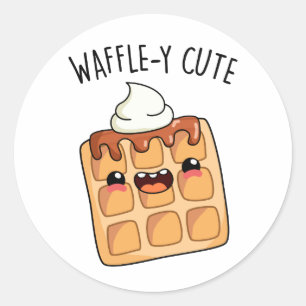 Waffely Funny Waffle Pun Runder Aufkleber