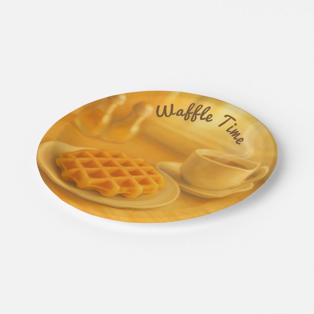 Waffelzeit - Belgische Papiertafel Pappteller (Schrägansicht)