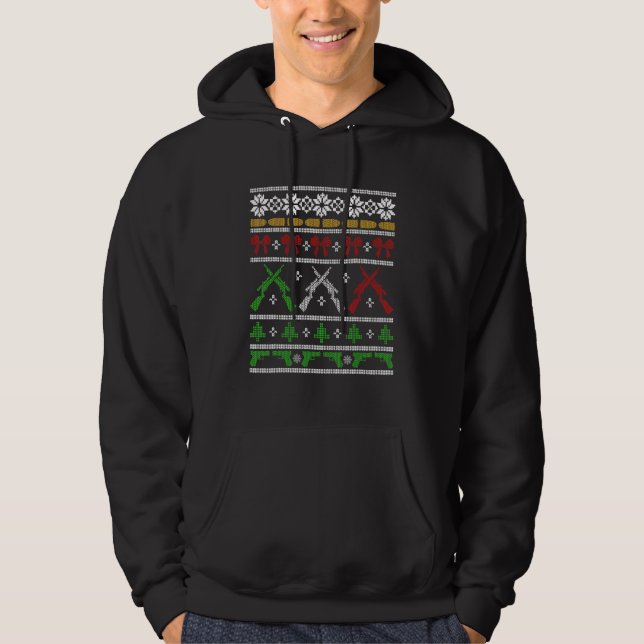 Waffen für Weihnachten hässlich Sweater Gun Rechte Hoodie (Vorderseite)
