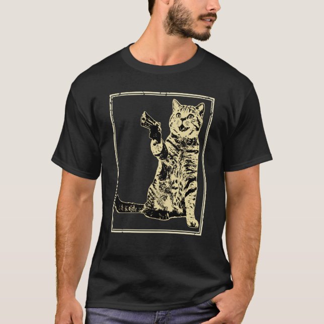 Waffen-Kitty-Katze T-Shirt (Vorderseite)