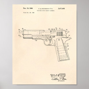 Waffen-Kopf-Raum 1968 Patentkunst Altes Papier Poster
