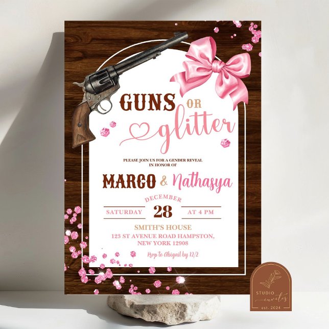 Waffen oder Glitter Geschlechtsenthüllungs-Einladu Einladung (Von Creator hochgeladen)