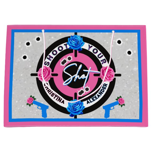 Waffen oder Rose rosa und blau | Geschlechtsankünd Große Geschenktüte (Vorderseite)