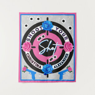 Waffen oder Rose rosa und blau   Geschlechtsankünd Wandteppich