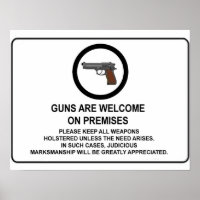 Waffen sind willkommen in Räumlichkeiten