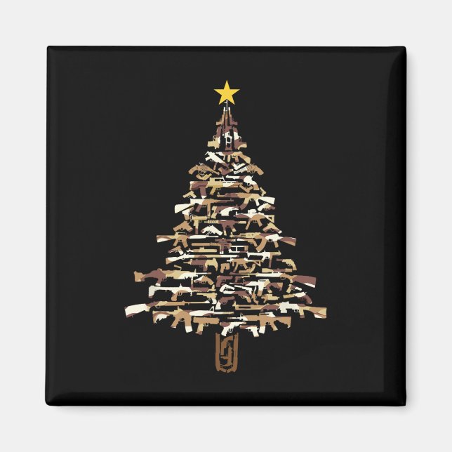 Waffen-Weihnachtsbaum - Tarnmuster-Weihnachtsgesch Magnet (Vorne)