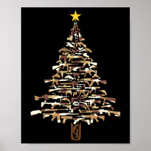 Waffen-Weihnachtsbaum - Tarnmuster-Weihnachtsgesch Poster