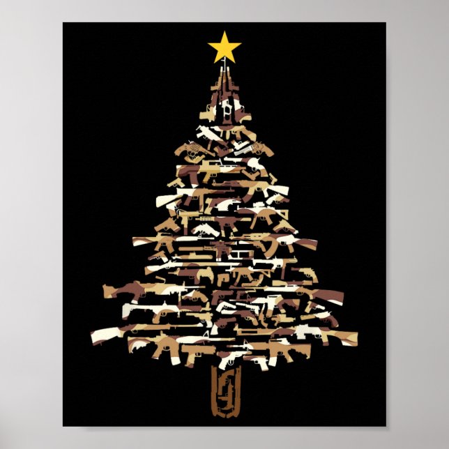 Waffen-Weihnachtsbaum - Tarnmuster-Weihnachtsgesch Poster (Vorne)