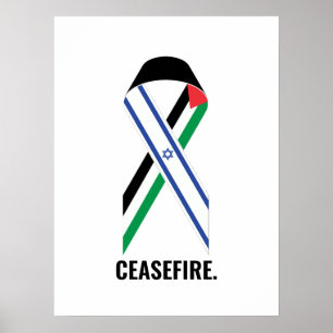 Waffenruhe Israel und Palästina Flaggen Streifen w Poster