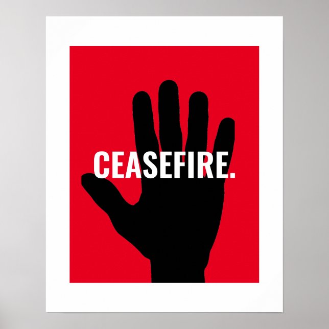 Waffenruhe rot schwarz-schwarz-Stopp Hand gegen Kr Poster (Vorne)