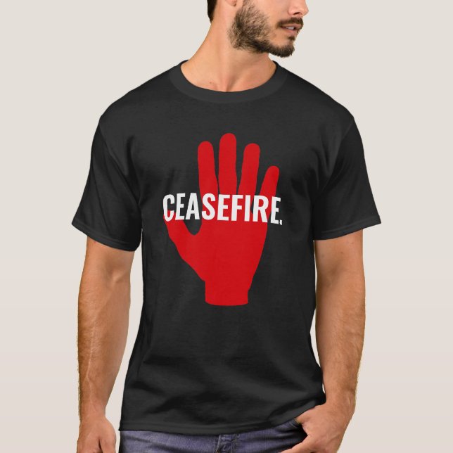 Waffenruhe Schwarz-weiße rote Hand gegen Krieg Bra T-Shirt (Vorderseite)