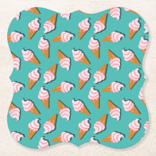 Waffle cones ice cream and frozen yogurt pattern untersetzer (Vorderseite)