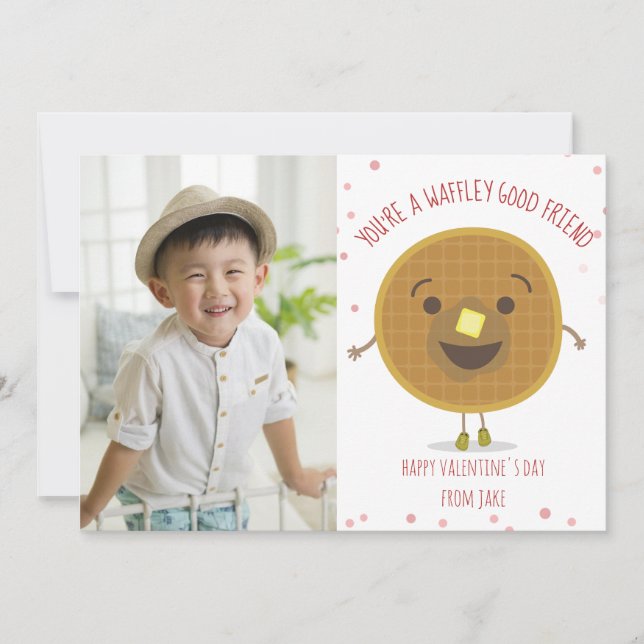 Waffle Good Friend Foto Klassenzimmer Valentine Karte (Vorderseite)