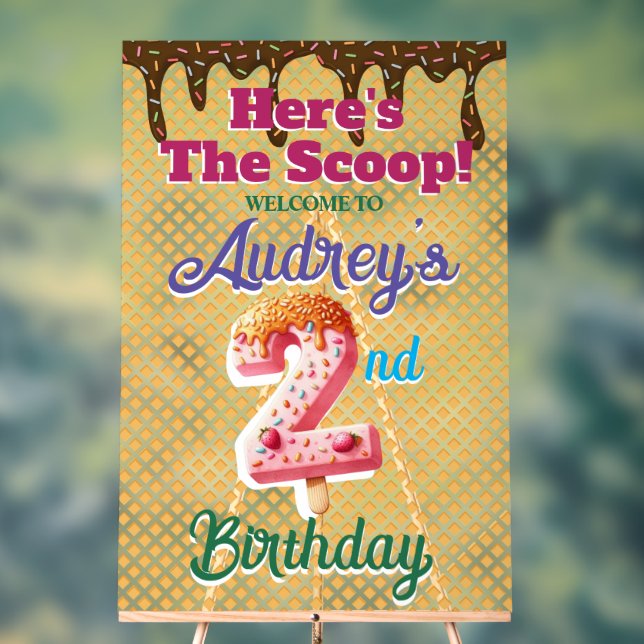 Waffle Ice Creme Cone 2. Geburtstag Acrylschild (Neutral)
