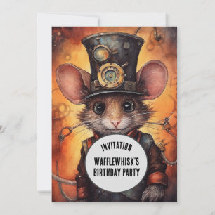 Wafflewhisk Steampunk Animal Individuelle Name Einladung