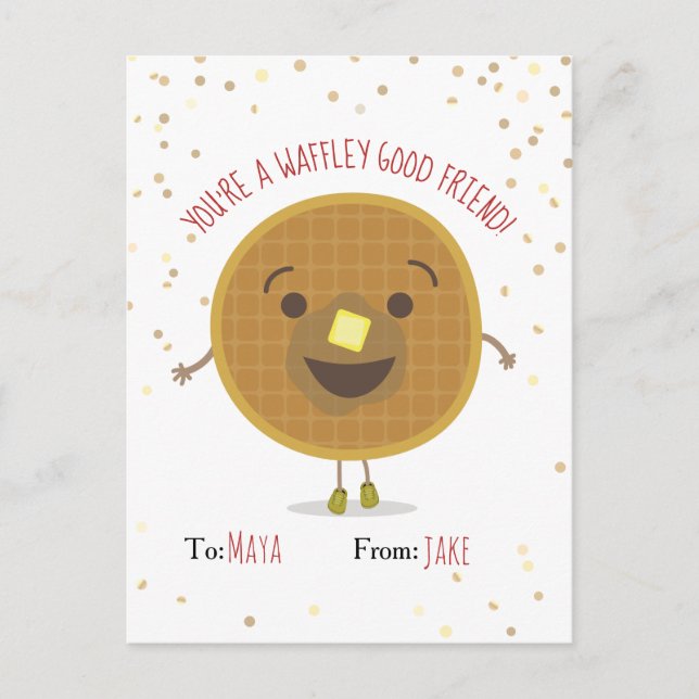 Waffley Good Friend Waffle Valentine Kids Postkarte (Vorderseite)
