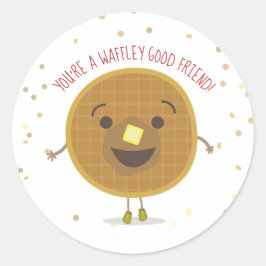 Waffley Good Friend Waffle Valentine Kids Runder Aufkleber