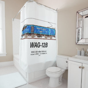 WAG-12B Lokomotive. Güterzug der indischen Eisenba Duschvorhang