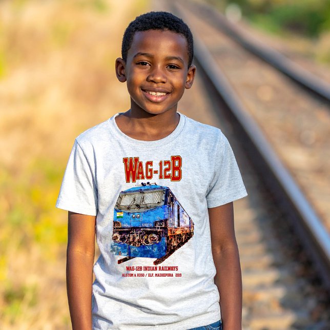 WAG-12B Lokomotive. Güterzug der indischen Eisenba T-Shirt (WAG-12B Locomotive. Indian Railways freight Train. Boy Basic T-Shirt)