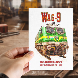 WAG-9 Lokomotive. Güterzug der indischen Eisenbahn Postkarte