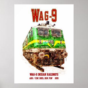 WAG-9-Lokomotive. Indischer Güterzug der Indian Ra Poster