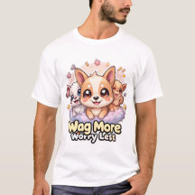 Wag mehr Besorgnis weniger Niedlich Hunde T-Shirt 