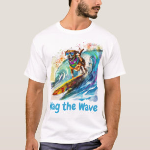 Wag the Wave - surfing Dog Summer Beach Vibes T-Shirt