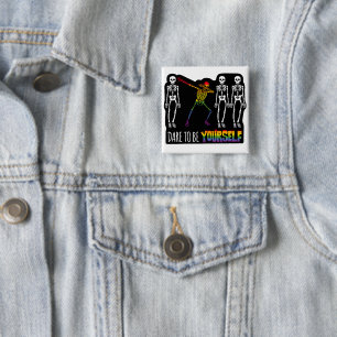 Wage, du selbst Halloween Dabbing Skelett zu sein Button