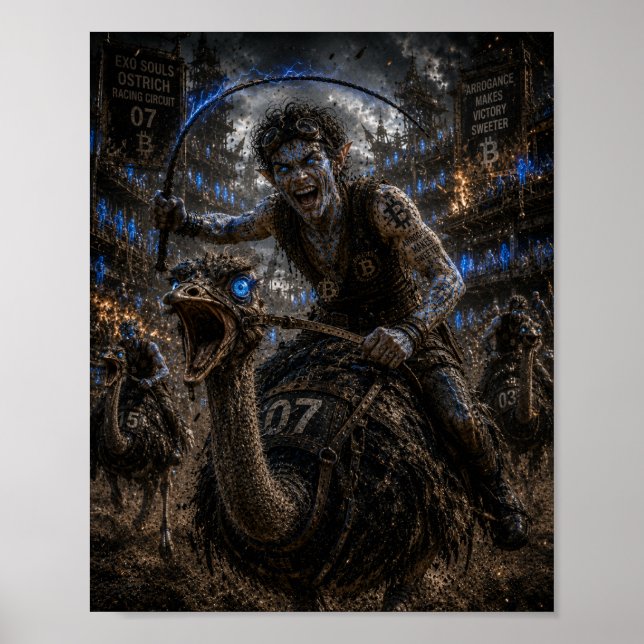 Wagemut / Jockey / Straußenrennen Poster (Vorne)