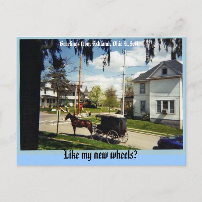 Wagen, Grüße aus Ashland, Ohio U.S.A., Lik... Postkarte (Vorderseite)