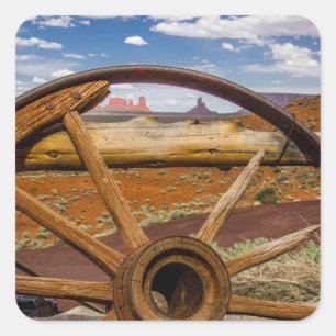 Wagenrad nah hoch, Arizona Quadratischer Aufkleber