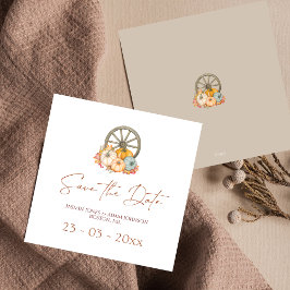 Wagenrad Rustikale Herbsthochzeit retten Datum Save The Date