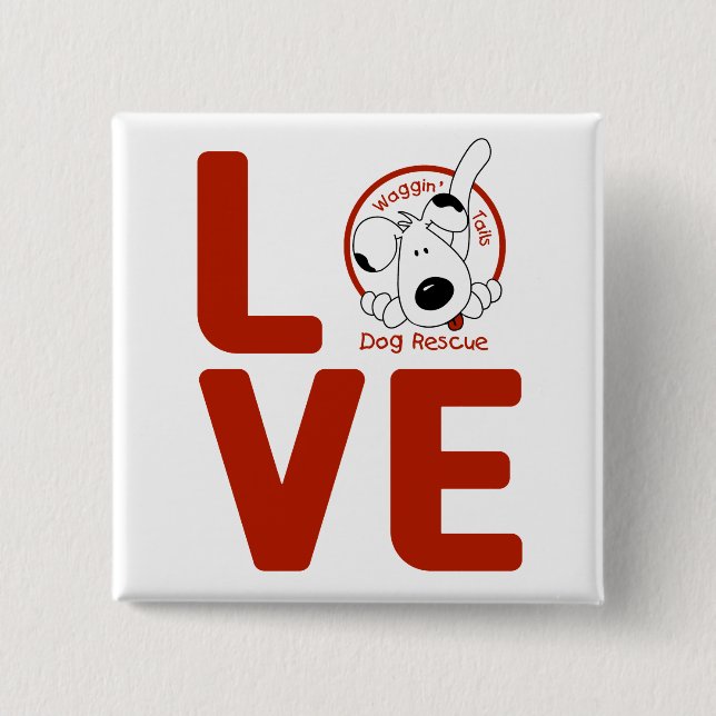 Waggin Schwänze LIEBE-Knopf Button (Vorderseite)