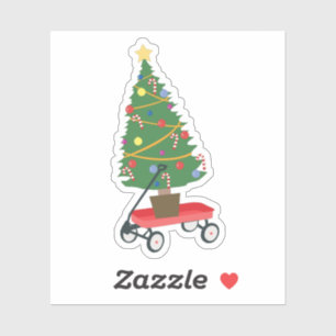 Wagon Christmas Tree Aufkleber