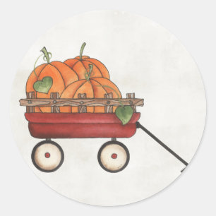Wagon voll von Pumpkins Runder Aufkleber