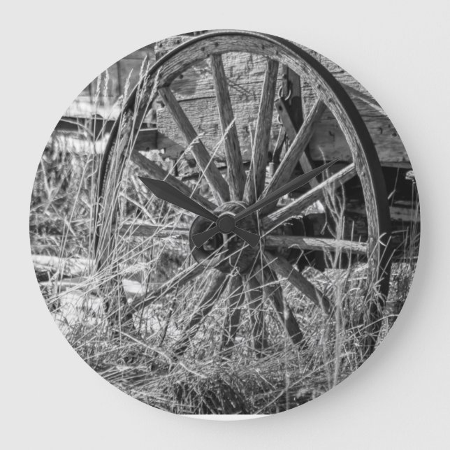 Wagon Wheel Clock Große Wanduhr (Vorderseite)