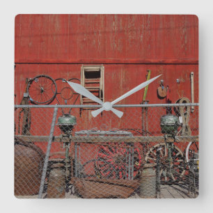 Wagon Wheels US 66 Old West Quadratische Wanduhr