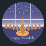 WagsToWish_Menorah-Hunde Runder Aufkleber<br><div class="desc"></div>