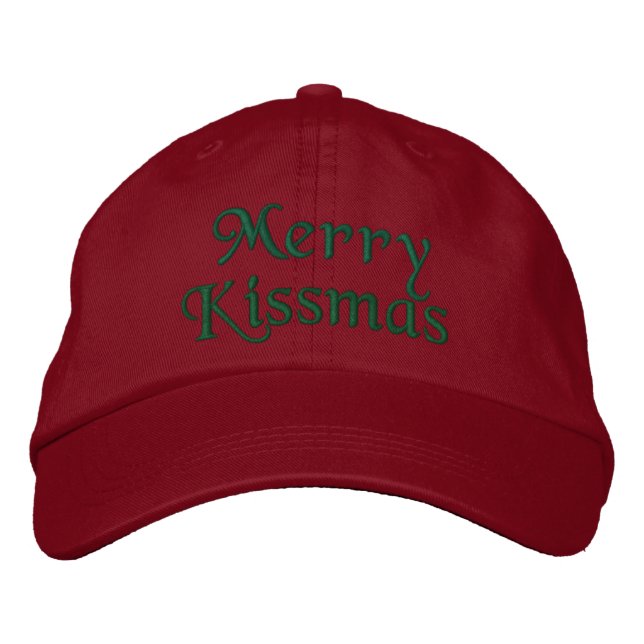 WagsToWish_Merry Kissmas Bestickte Kappe (Vorderseite)