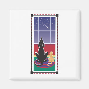 WagsToWishes_Lab&Tabby, das auf einem fallenden Magnet